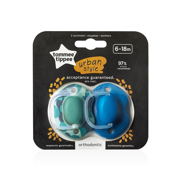 זוג מוצצים בעיצוב אורבני 6-18 חודשים - כחול