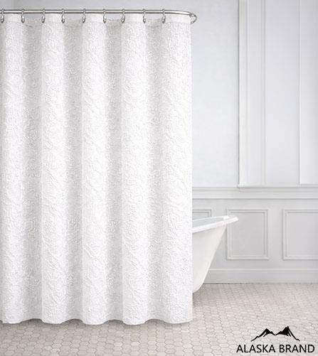 וילון אמבטיה + כותרת דו שכבתי דגם - סוניק Sonic לבן שבור