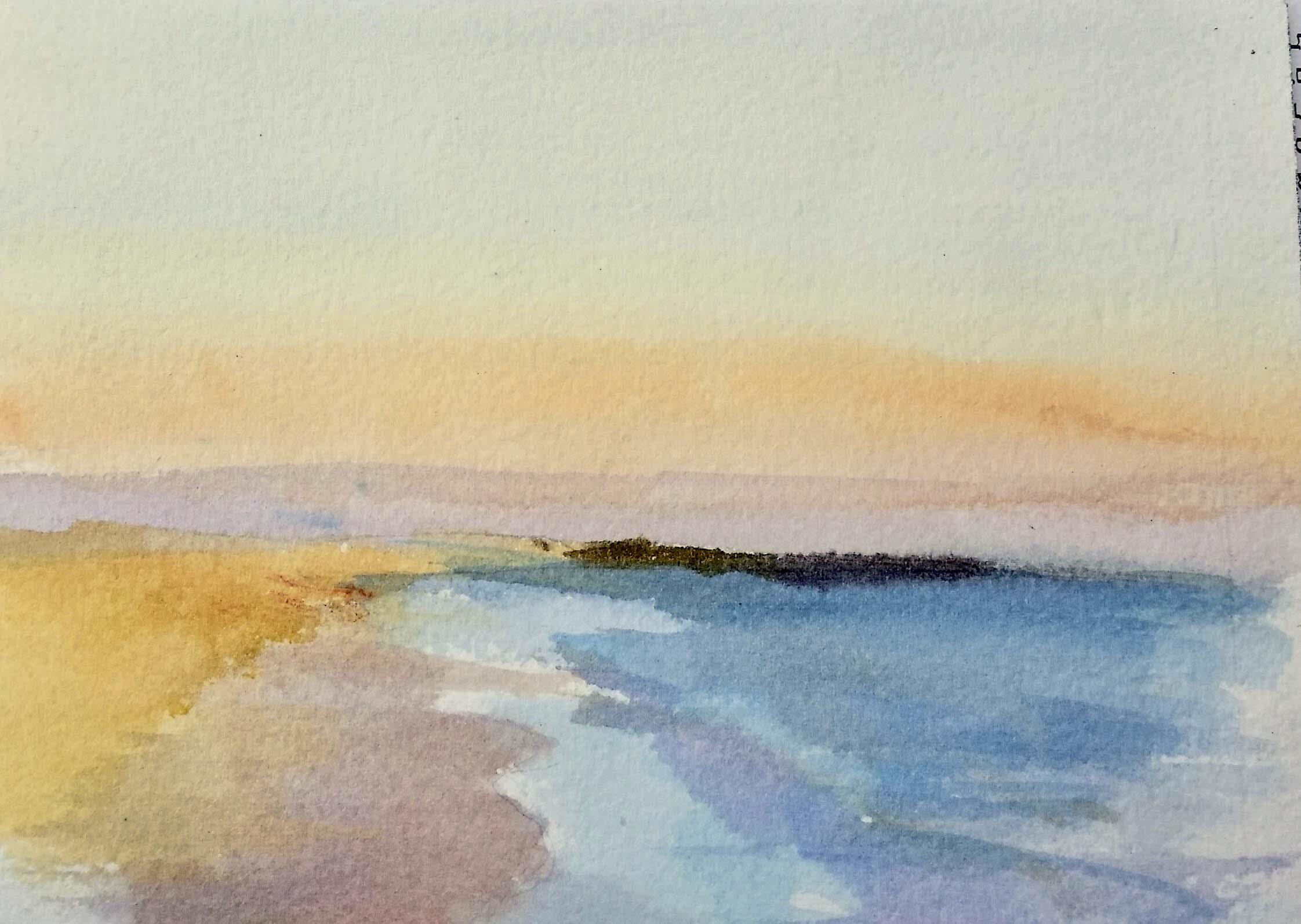 The colors of the sunset at sea, watercolor on paper, 20x30 cm