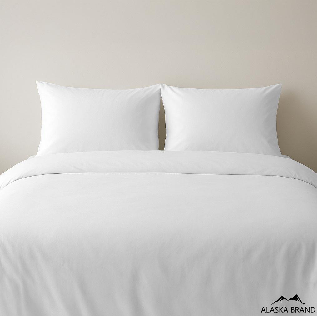 מצעי 100% כותנה סרוקה צבע לבן חלק | מבחר מידות