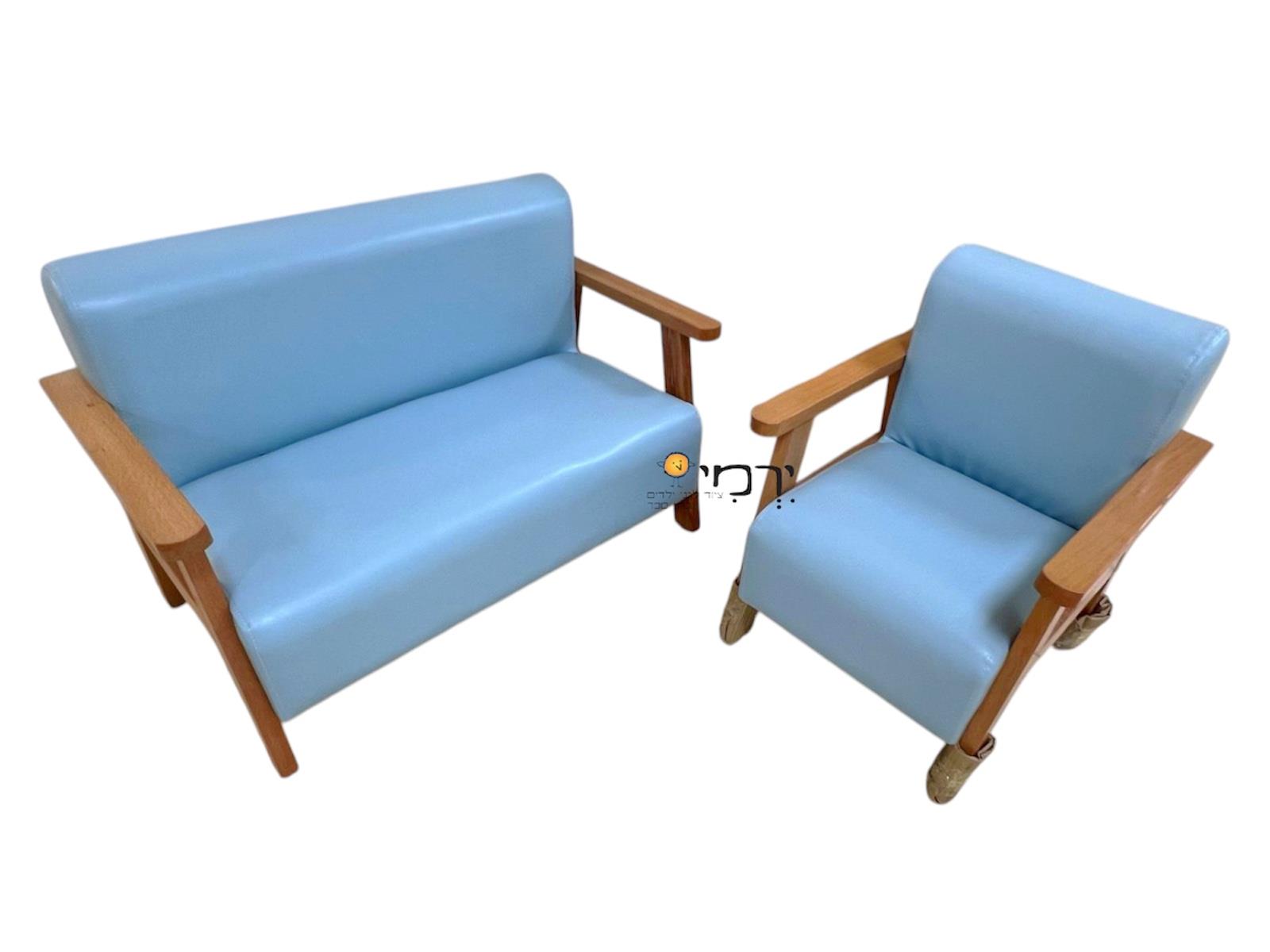 מערכת ישיבה כורסא + ספה - ידית עץ