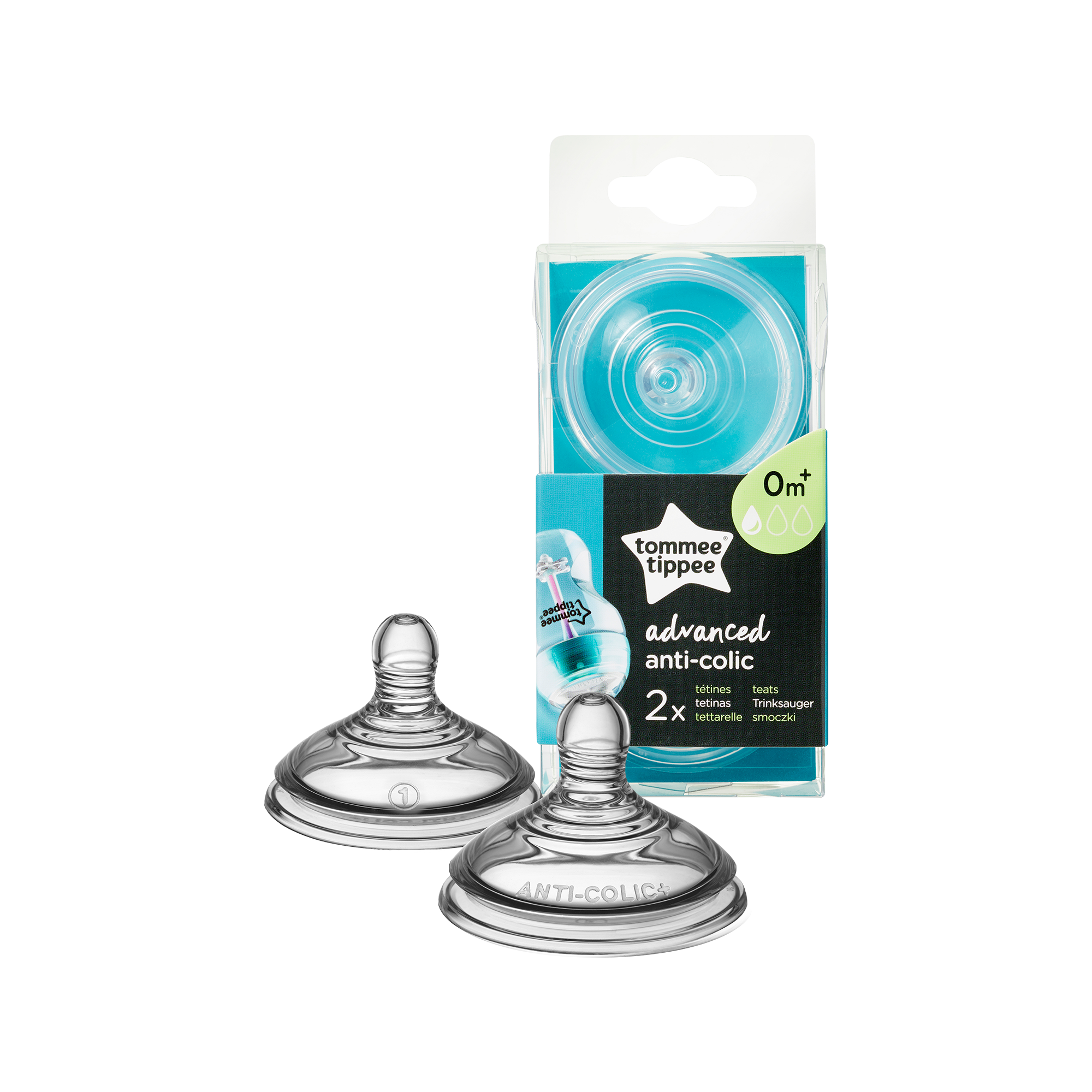 פטמה אנטי קוליק בזרימה איטית 0m+ ניובורן מסדרת Advances Anti Colic (זוג במארז)