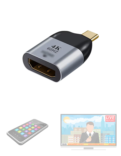 מתאם 4K HD ל- TYPE C - חיבור בין טלפון לטלויזה