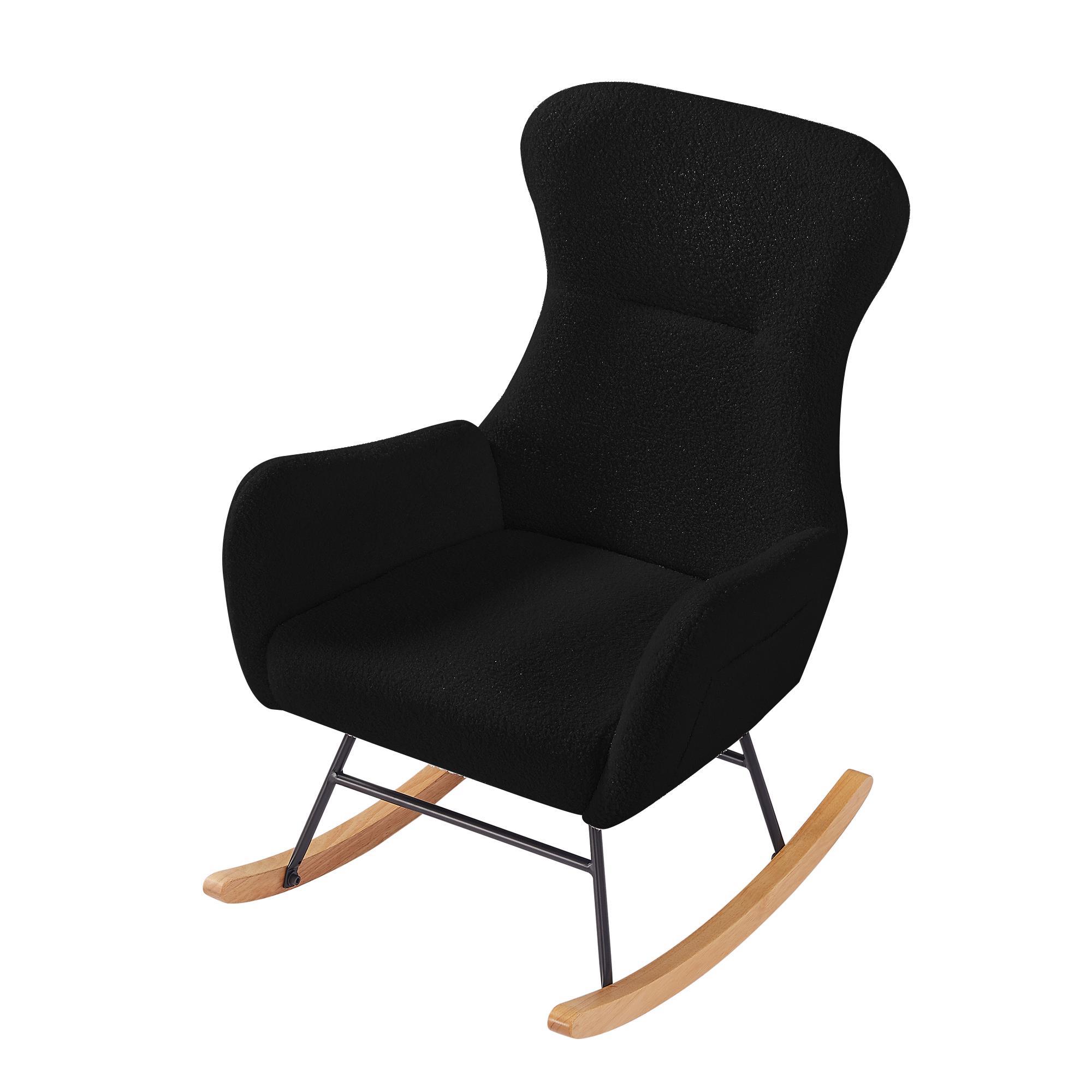 כורסא נדנדה מעוצבת יוקרתית לבית דגם אוסלו בד בוקלה צבע שחור כורסא נדנדה מעוצבת יוקרתית לבית דגם אוסלו בד בוקלה צבע שחור