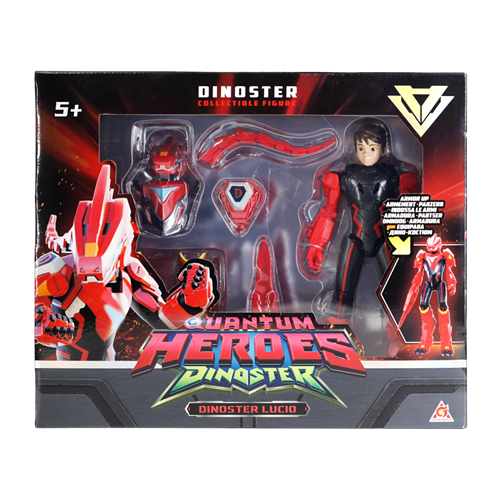 דינוסטר DINOSTER - דמות משחק עם שריון נפרד להלבשה Armor Up - לוסיו (אדום)