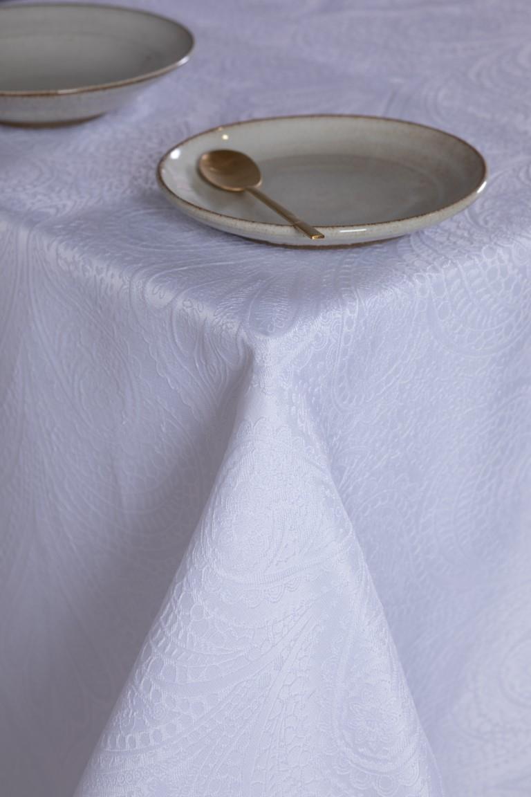 מפת שולחן מהודרת דגם רומא לבן