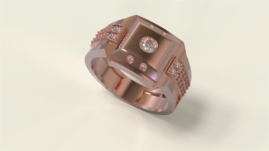 טבעת לגבר יהלומים עגולים 0.66 קראט זהב ורוד 14K
