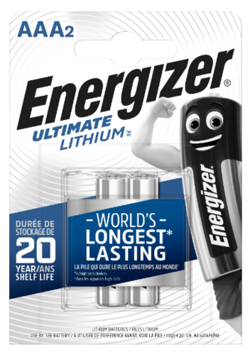 זוג סוללות ליתיום Energizer AAA - קיבולת עד פי 5 מכל סוללה