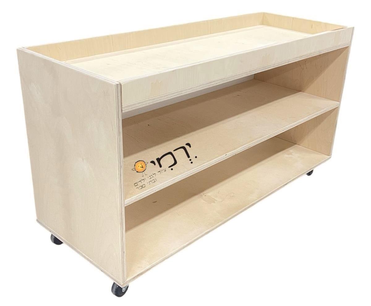 כוננית משחקים ניידת עץ מלא