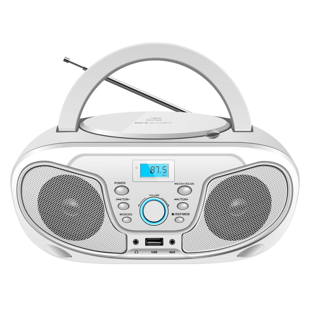 רדיו דיסק בומבוקס נייד עם בלוטוס דגם BB-960 לבן