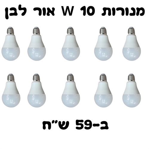 10 מנורות 10W LED צבע לבן