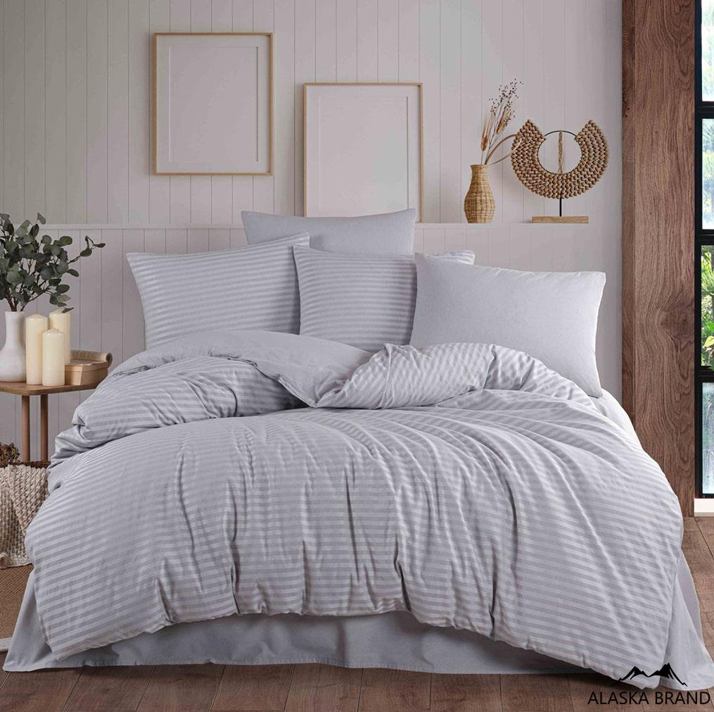 מצעי 100% כותנה דגם Natural צבע אפור בהיר | מבחר מידות