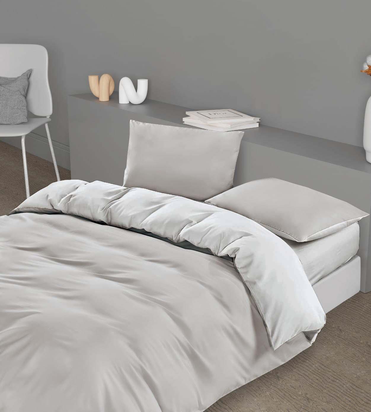 סט מצעים 100% כותנה דו צדדי עמנואל - אפור בהיר | *חיסול*