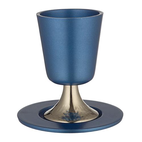גביע קידוש אלומיניום מהודר עם תחתית 11 ס"מ גוון כחול