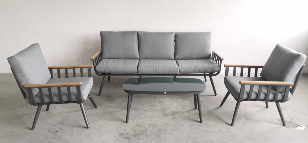 מערכת ישיבה אלומיניום לגינה ולמרפסת דגם פלרמו תלת מושבי צבע פחם מערכת ישיבה אלומיניום לגינה ולמרפסת דגם פלרמו תלת מושבי צבע פחם