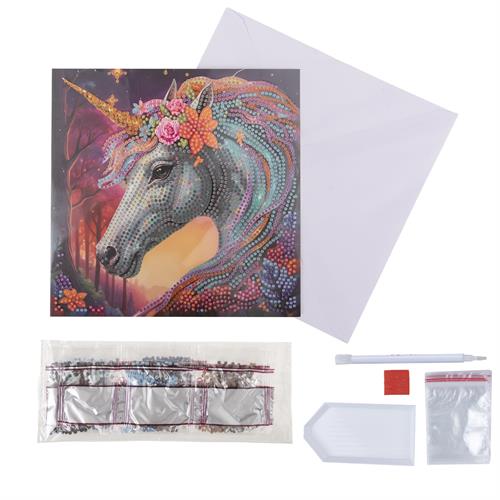 אומנות קריסטל - כרטיס ברכה חד קרן 18x18