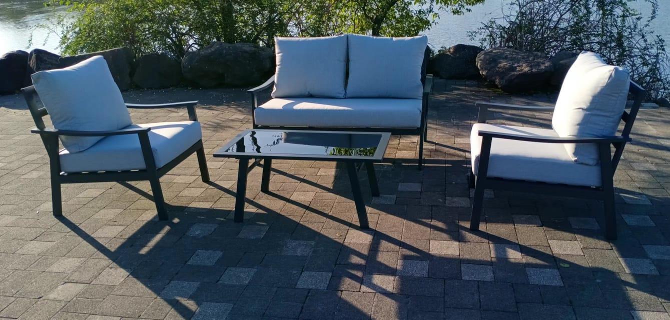 מערכת ישיבה אלומיניום לגינה ולמרפסת דגם גוי דו צבע פחם