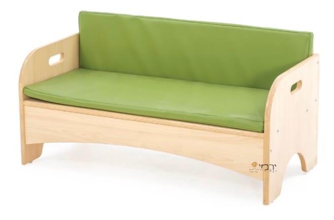 סט סלון איכותי תלת מושבי + יחיד + שולחן עץ סנדוויץ' כולל ריפוד סקאי - ירוק / תכלת