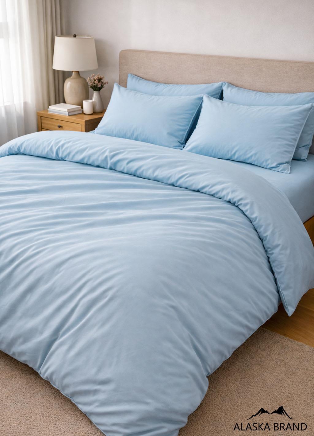 מצעי 100% כותנה מצרית אריגת סאטן 500 חוט - תכלת