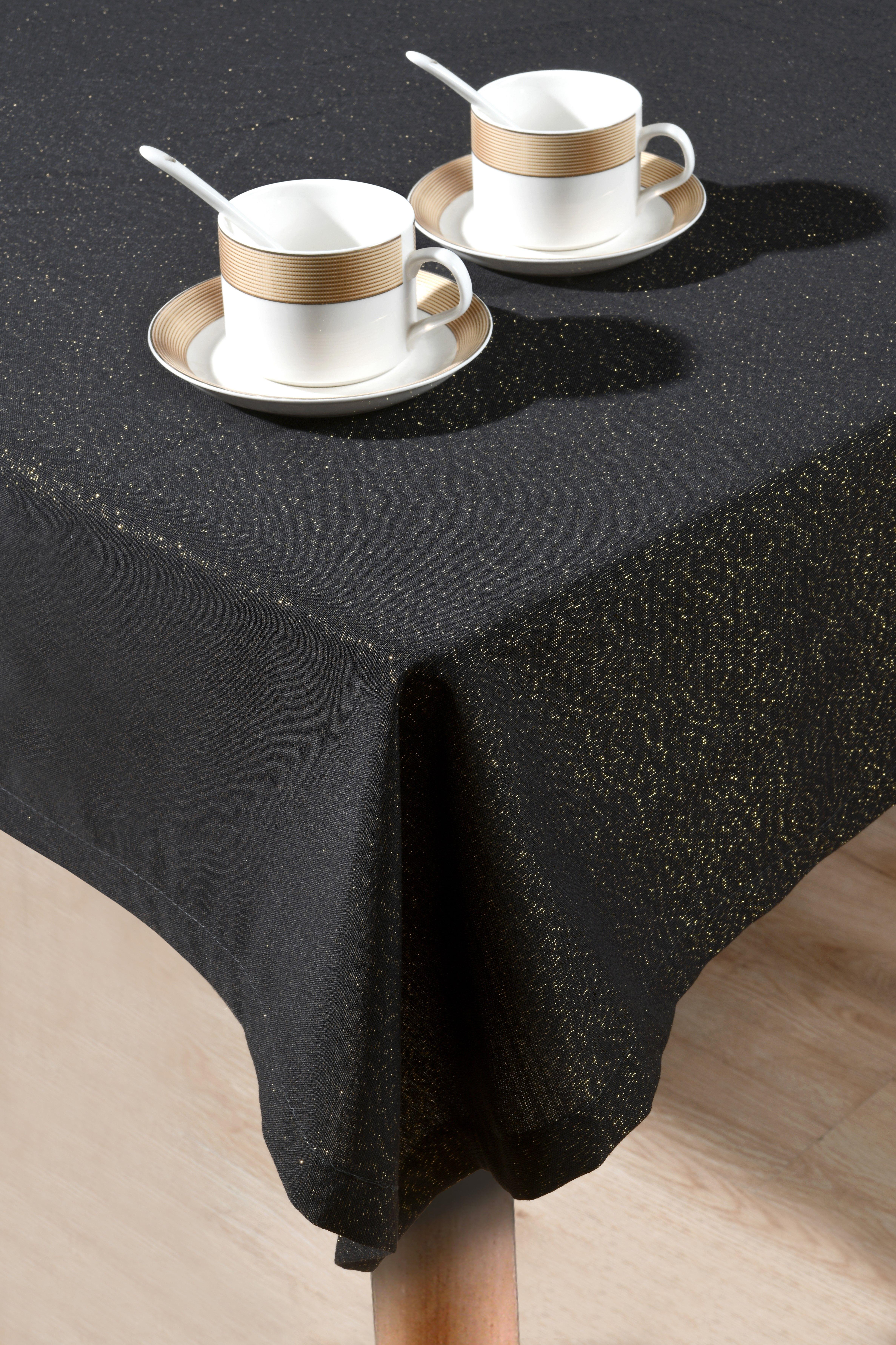 מפת שולחן יוקרתית מנצנצת גלוסי - שחור זהב