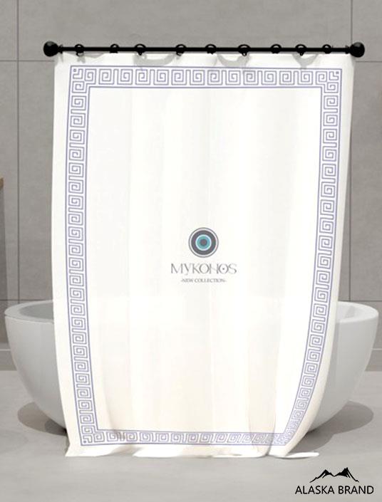 וילון אמבטיה איכותי דגם - Mykonos