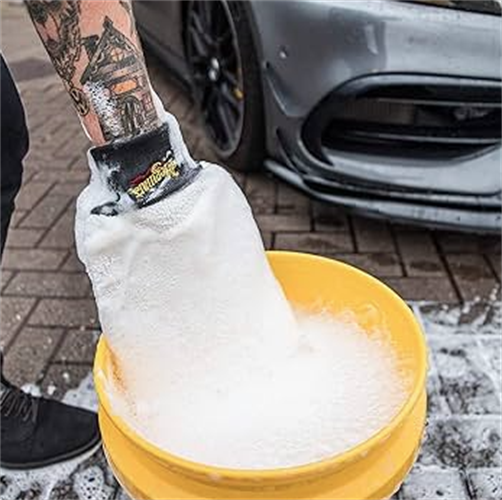 כפפת מיקרופייבר לבנה - WHITE MICROFIBER WASH MITT מבית MEGUIAR'S | גודל 19X29 ס"מ