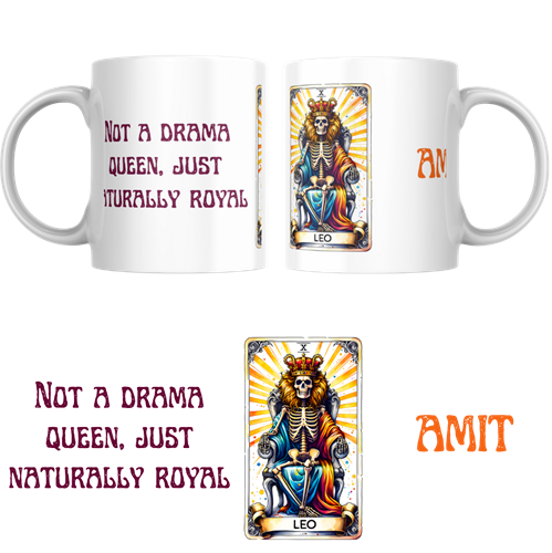 ספל קרמיקה למזל Leo בעיצוב גולגולת עם טקסט ציני באנגלית