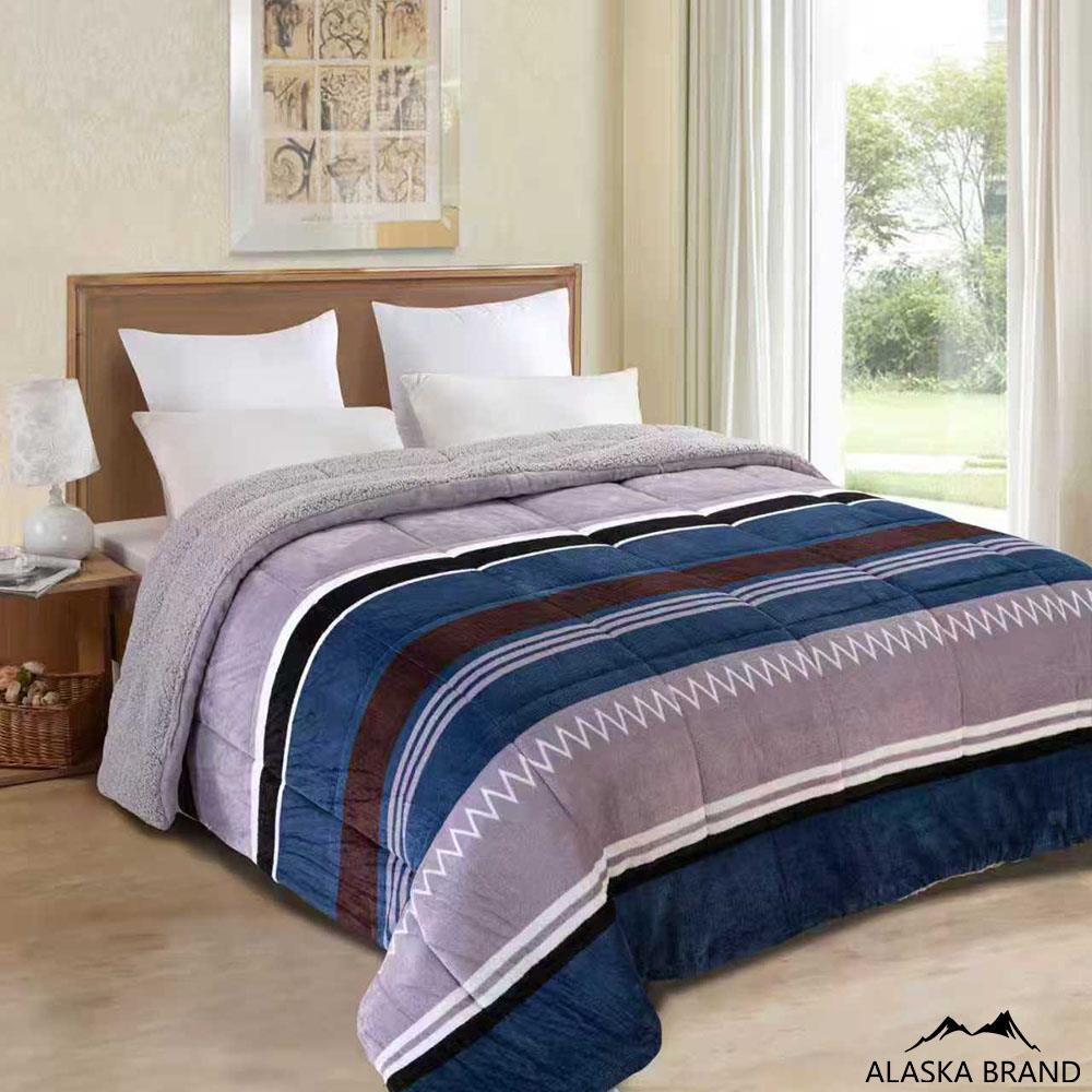 שמיכת פוך פינוק עם מילוי דו צדדית קורל פליז | דגם Marble Stripe