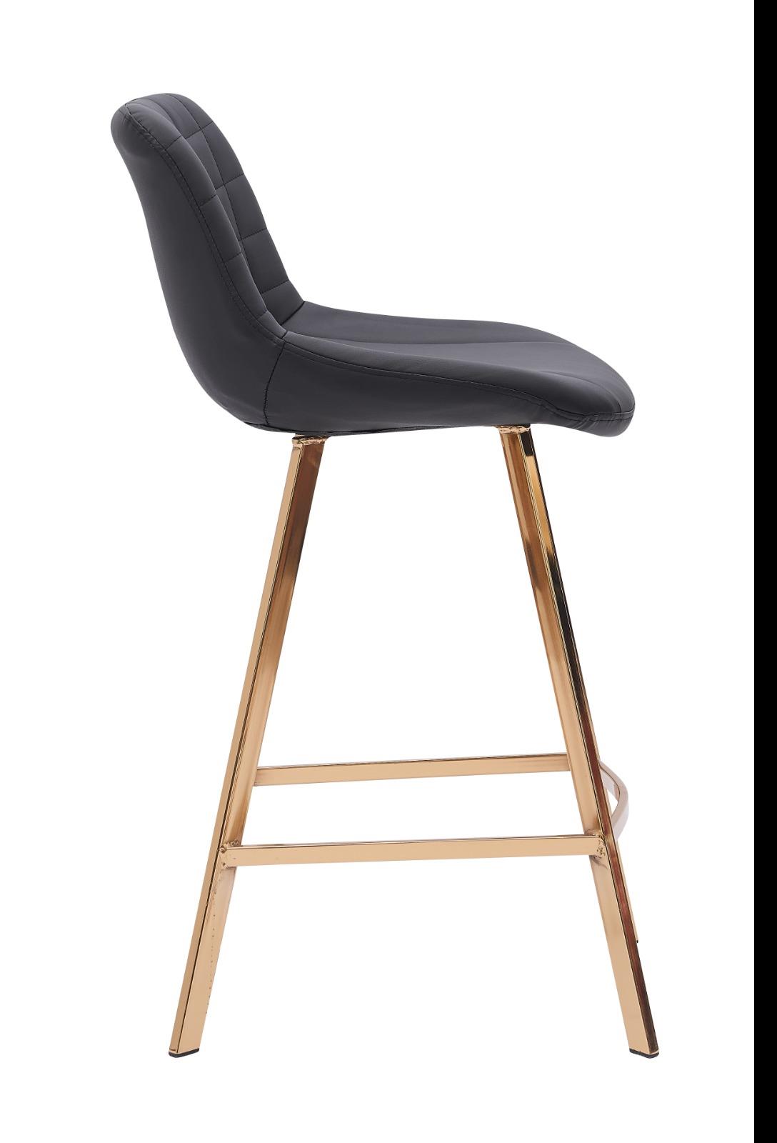 כסא בר מעוצב דגם ניס גולד דמוי עור שחור כסא בר מעוצב דגם ניס גולד דמוי עור שחור
