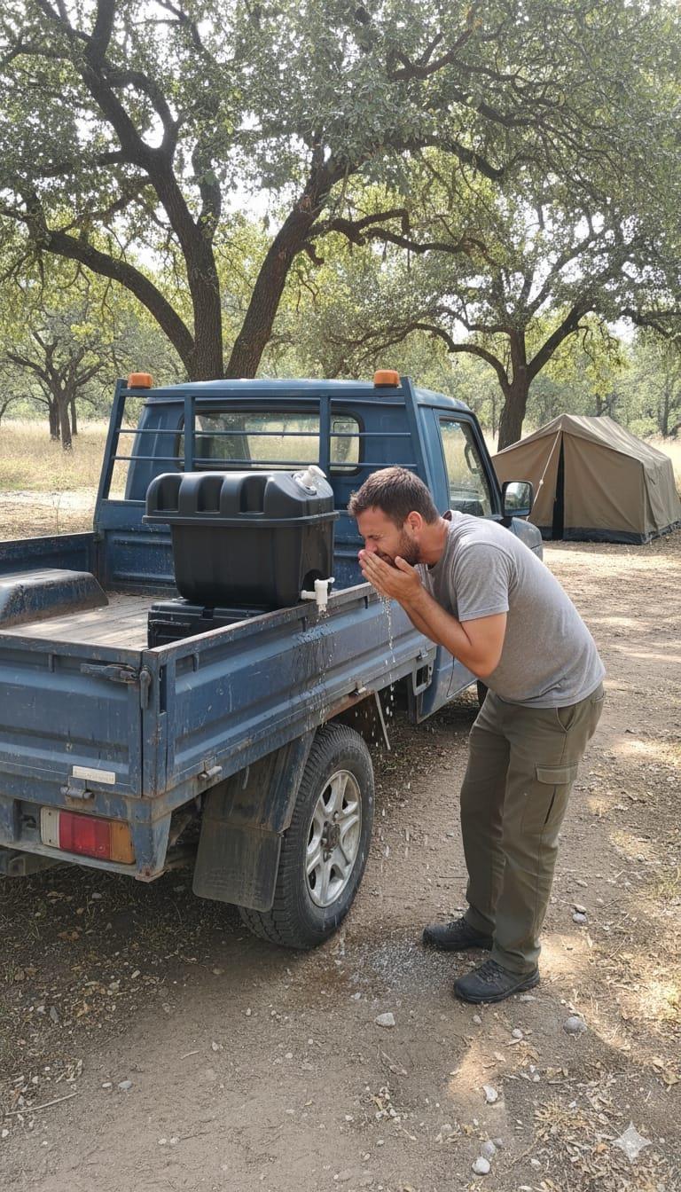 מיכל מים לטנדרים גיפים וקרוואנים לשטיפת פנים ידיים ומה שביניהם עם ברז וסבוניה נפח 30 L קמפינג לייף מיכל מים לטנדרים גיפים וקרוואנים לשטיפת פנים ידיים ומה שביניהם עם ברז וסבוניה נפח 30 L קמפינג לייף