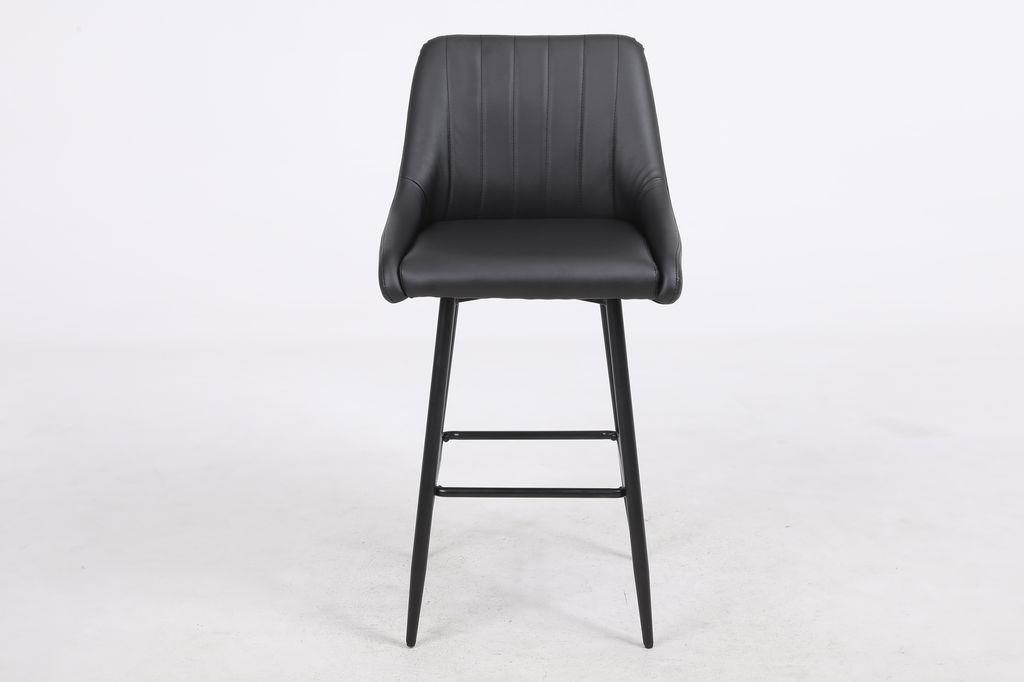 כסא בר מעוצב דגם ברצלונה דמוי עור שחור