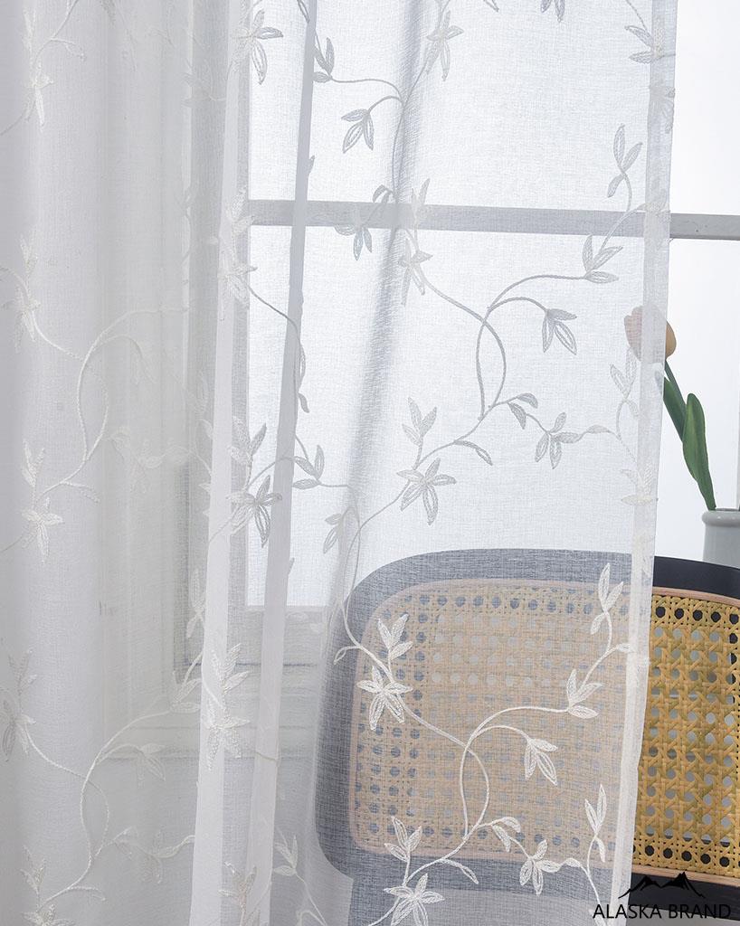 וילון איכותי שקוף דגם - אופל לבן