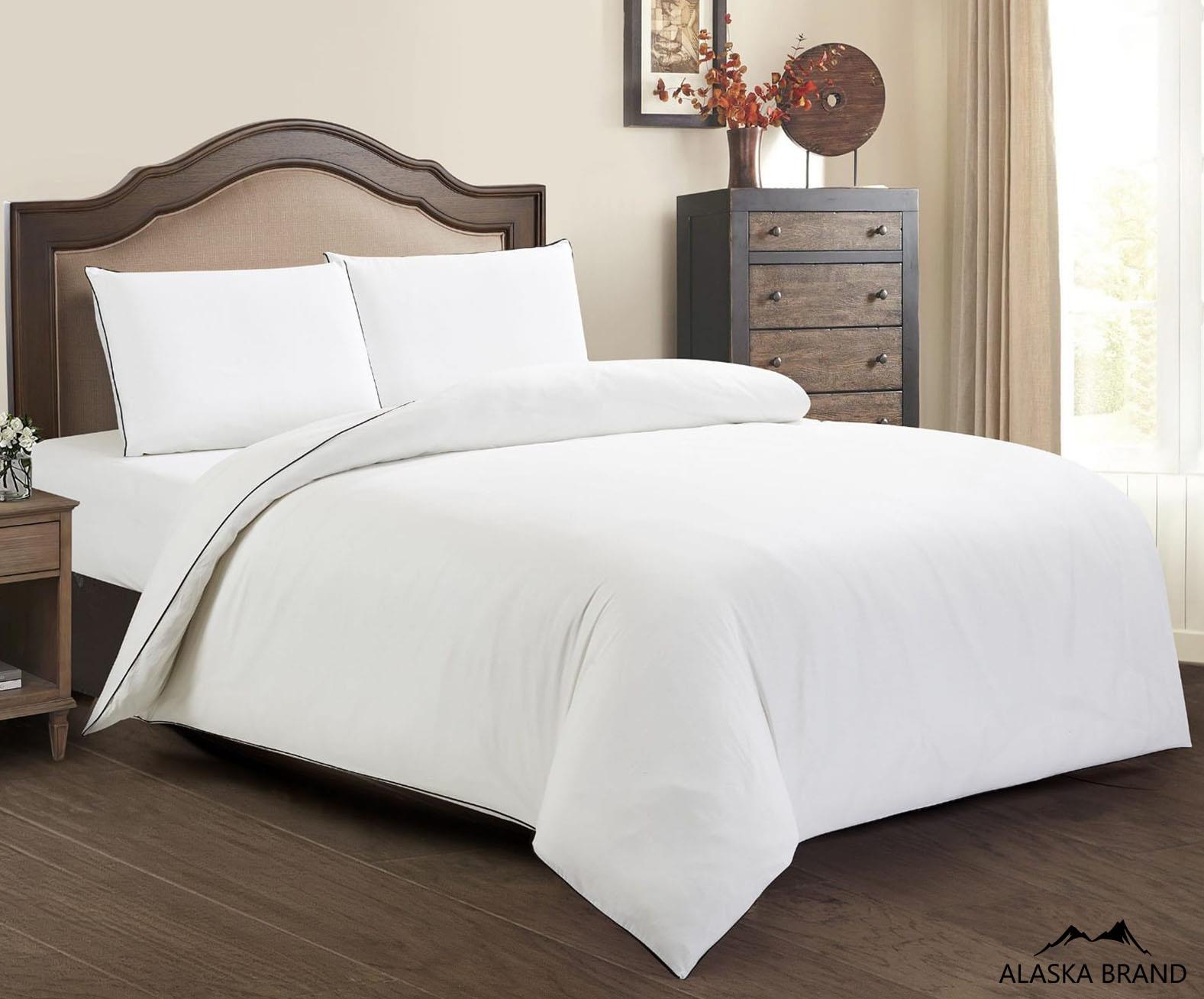 מצעי 100% כותנה רכה בצפיפות 200 חוט לבן | פיפינג שחור