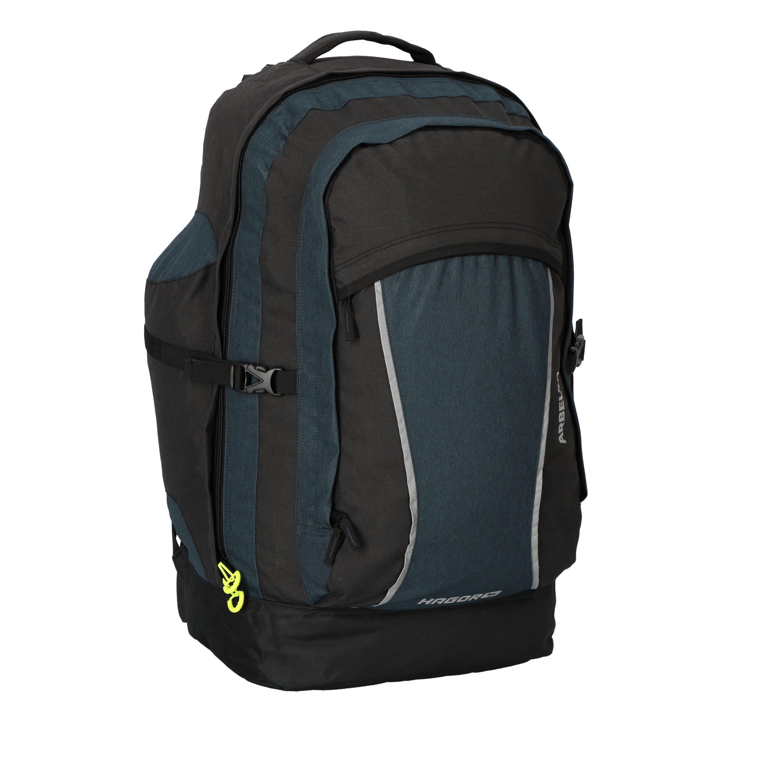 תיק תרמיל גב ארבל צבע שחור כחול מלאנז' גודל 90 ליטר 312006 שרוכים אלמנטים כתום