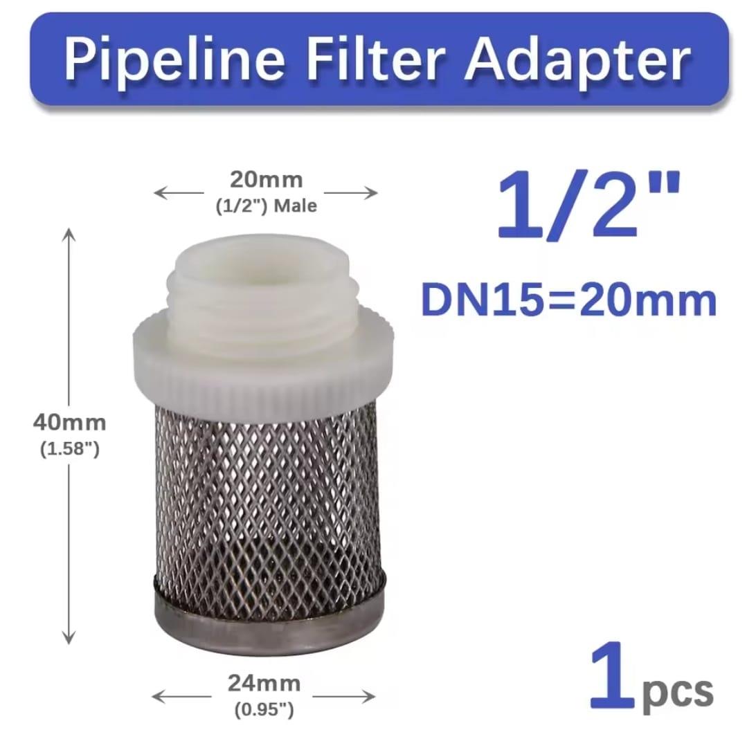 פילטר עם הברגה 20 ממ או 2\1 לסולר נפט שמן או מים נירוסטה למשאבות סולר חשמליות ולכל מטרה קמפינג לייף