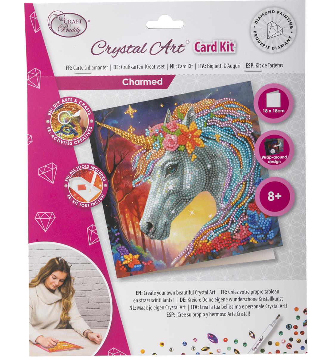 אומנות קריסטל - כרטיס ברכה חד קרן 18x18 אומנות קריסטל - כרטיס ברכה חד קרן 18x18