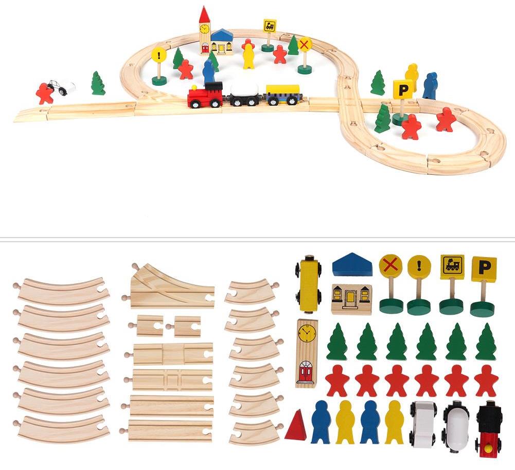 רכבת עץ מסילות 48 חלקים