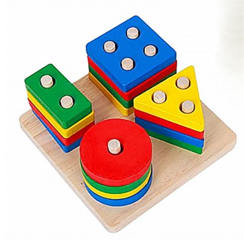 פאזל עץ השחלת צורות גיאומטריות