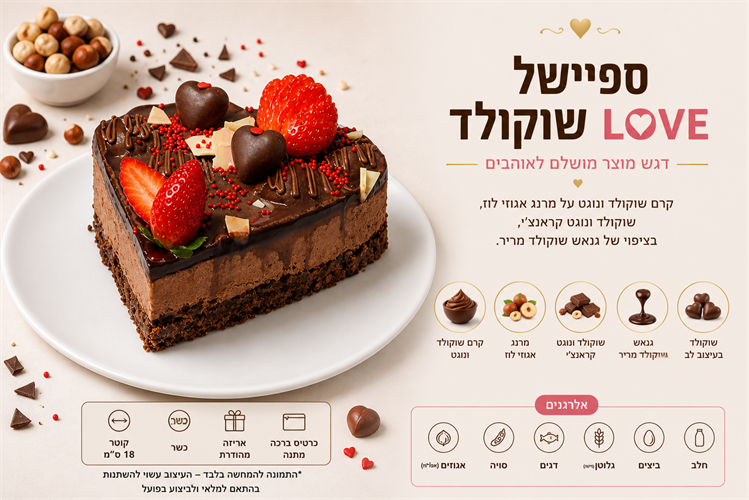 עוגת שוקולד הלב - חלבי