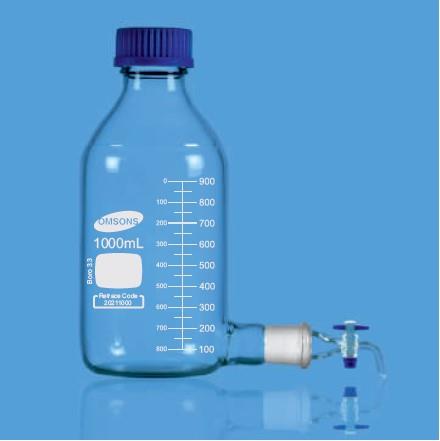 בקבוק אספירטור עם ברז זכוכית - ASPIRATOR BOTTLE WITH GLASS STOPCOCK