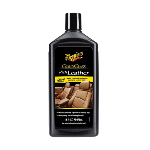 תחליב מנקה ומשמר עור לרכב - RICH LEATHER CLEANER מבית MEGUIAR'S | בקבוק 473 מ''ל