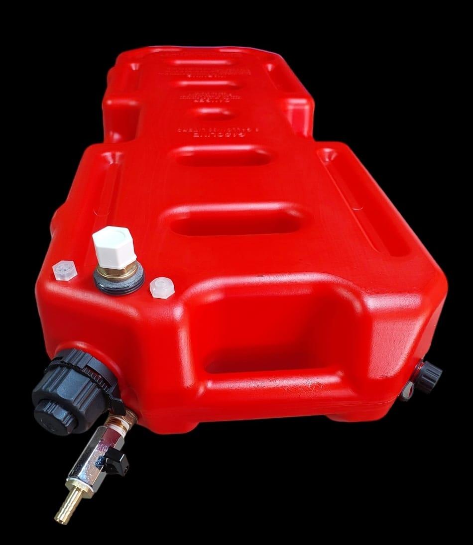 מיכל שטוח 30 ליטר עם ברז תחתון 2 נשמים ללא מגע יד אדם ופתח מילוי עליון צבע אדום קמפינג לייף