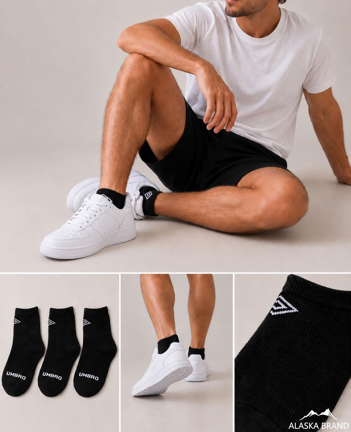 גרבי קרסוליות לגברים יומברו UMBRO | מארז 10 זוגות בצבע שחור