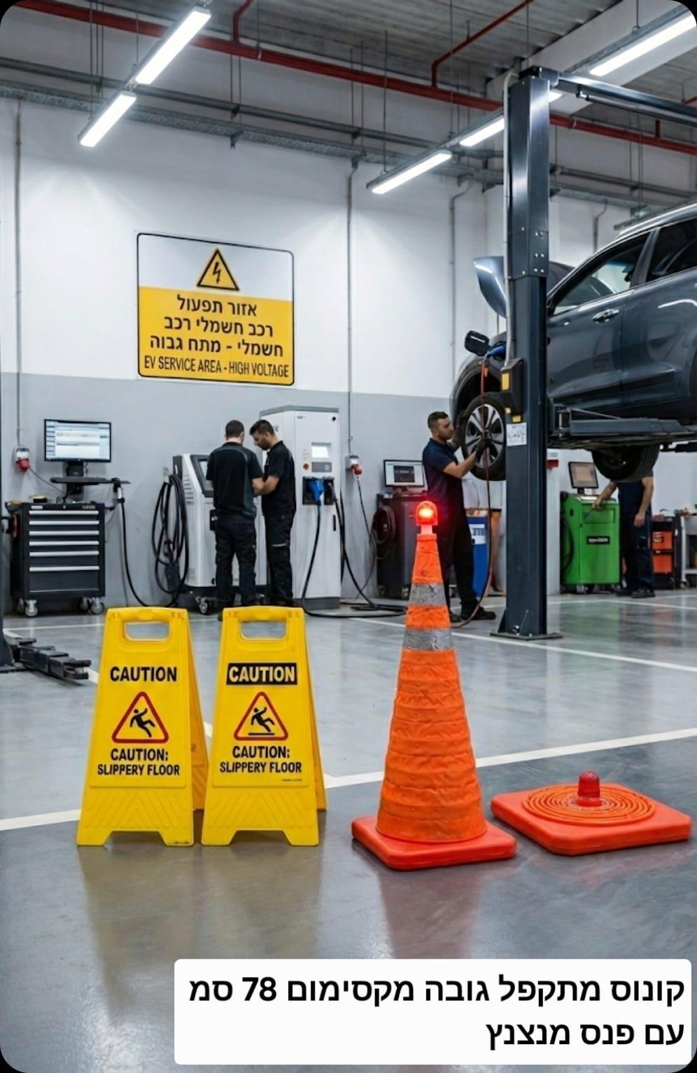 קונוס בטיחות מתקפל 78 סמ כולל פנס מנצנץ ואור זוהר קמפינג לייף