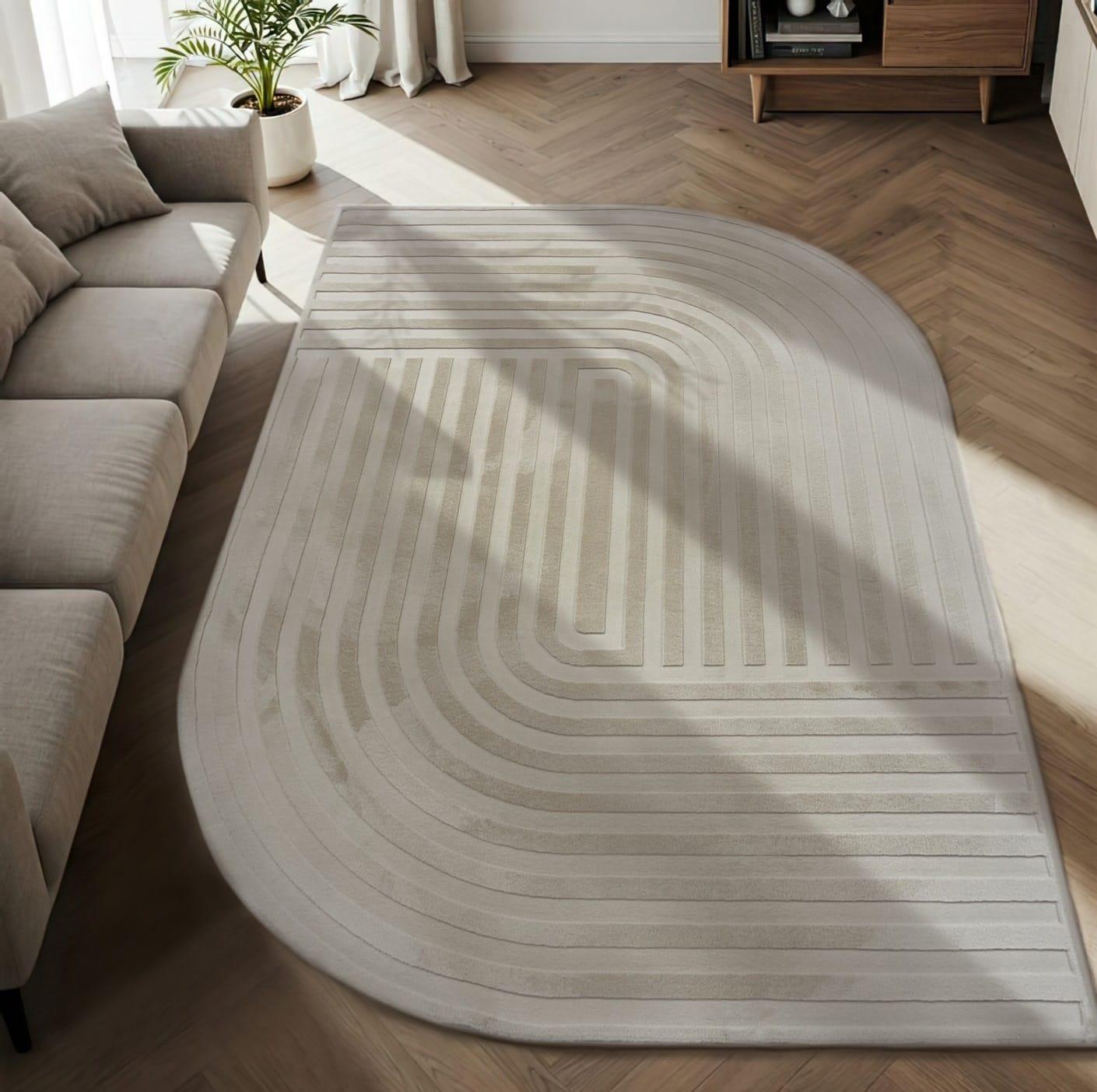 שטיח פרווה אסימטרי -  צבע  קרם