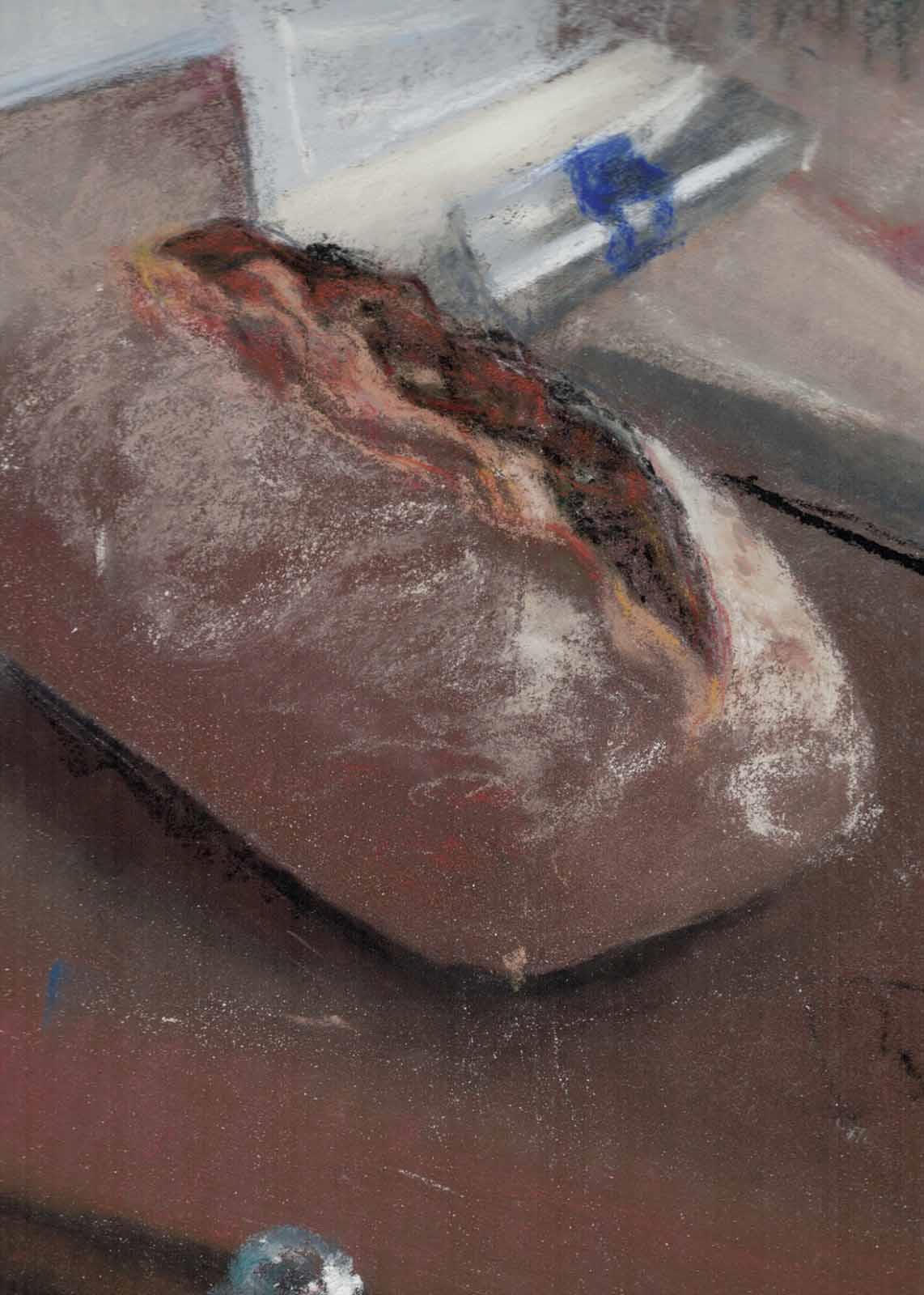 Bread and Butter, 2022, chalk on paper, 20x30 cm