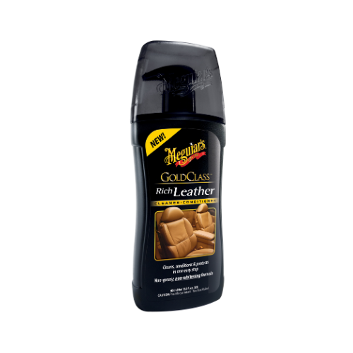 תחליב מנקה ומשמר עור לרכב - RICH LEATHER CLEANER מבית MEGUIAR'S | בקבוק 385 מ''ל