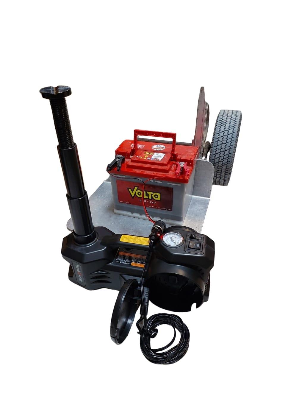 ג'ק מגבה חשמלי משולב קומפרסור לרכבים משקל 3 עד 5 טון גובה עד 45 סמ כושר הרמה 1.5 טון קמפינג לייף ג'ק מגבה חשמלי משולב קומפרסור לרכבים משקל 3 עד 5 טון גובה עד 45 סמ כושר הרמה 1.5 טון קמפינג לייף