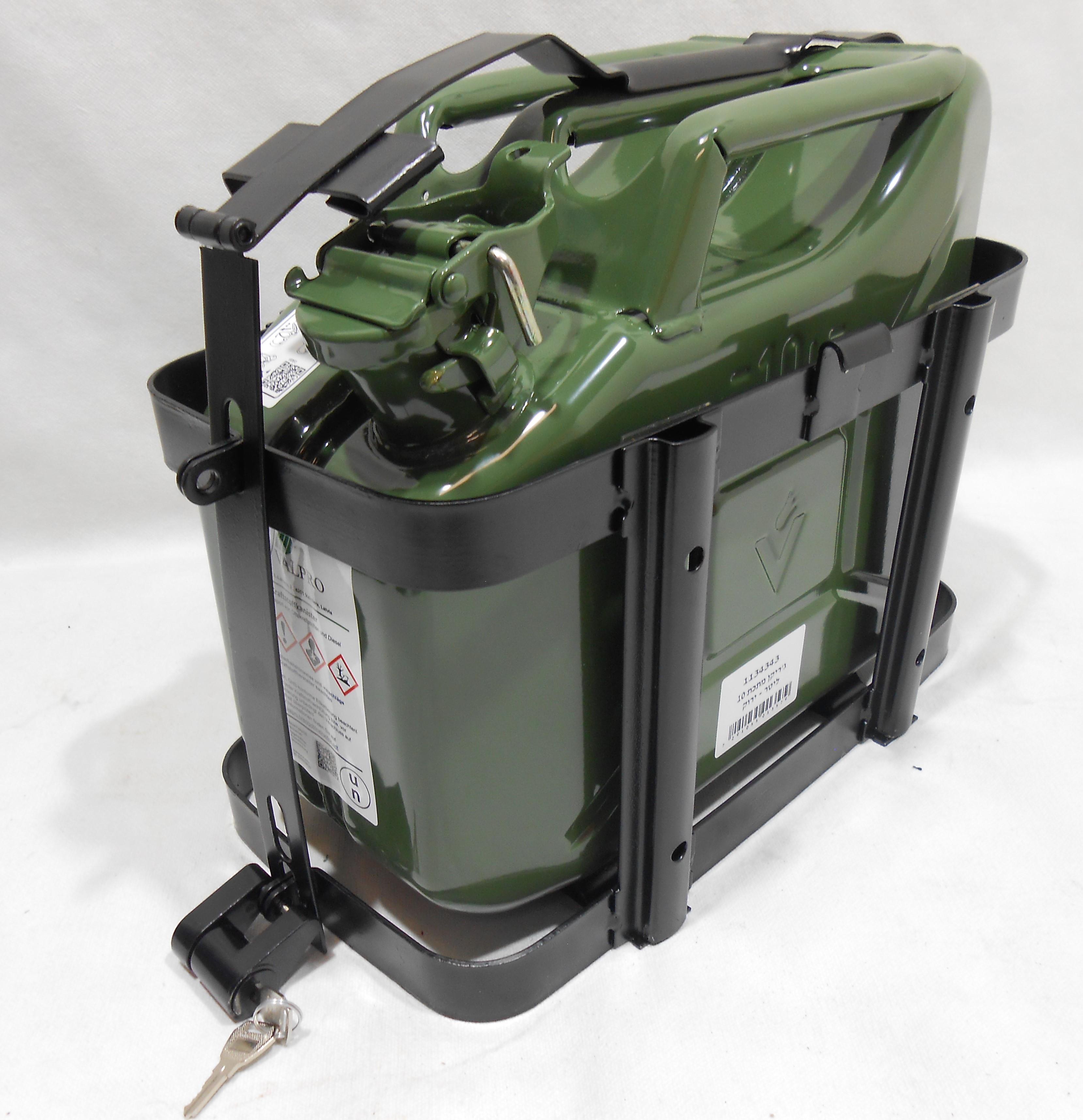 ג'ריקן 10 ליטר מיכל דלק תיקני DIN7274 מתכת  דגם צבאי טקטי המחיר ללא מתקן מתכת שחור