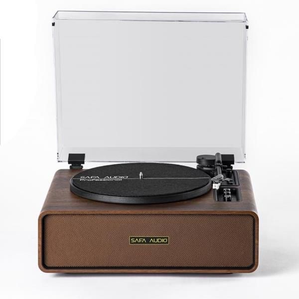 פטיפון מקצועי  תיבת תהודה מעץ עם רמקולים עוצמתיים צבע אגוז כהה SAFA -MIC400